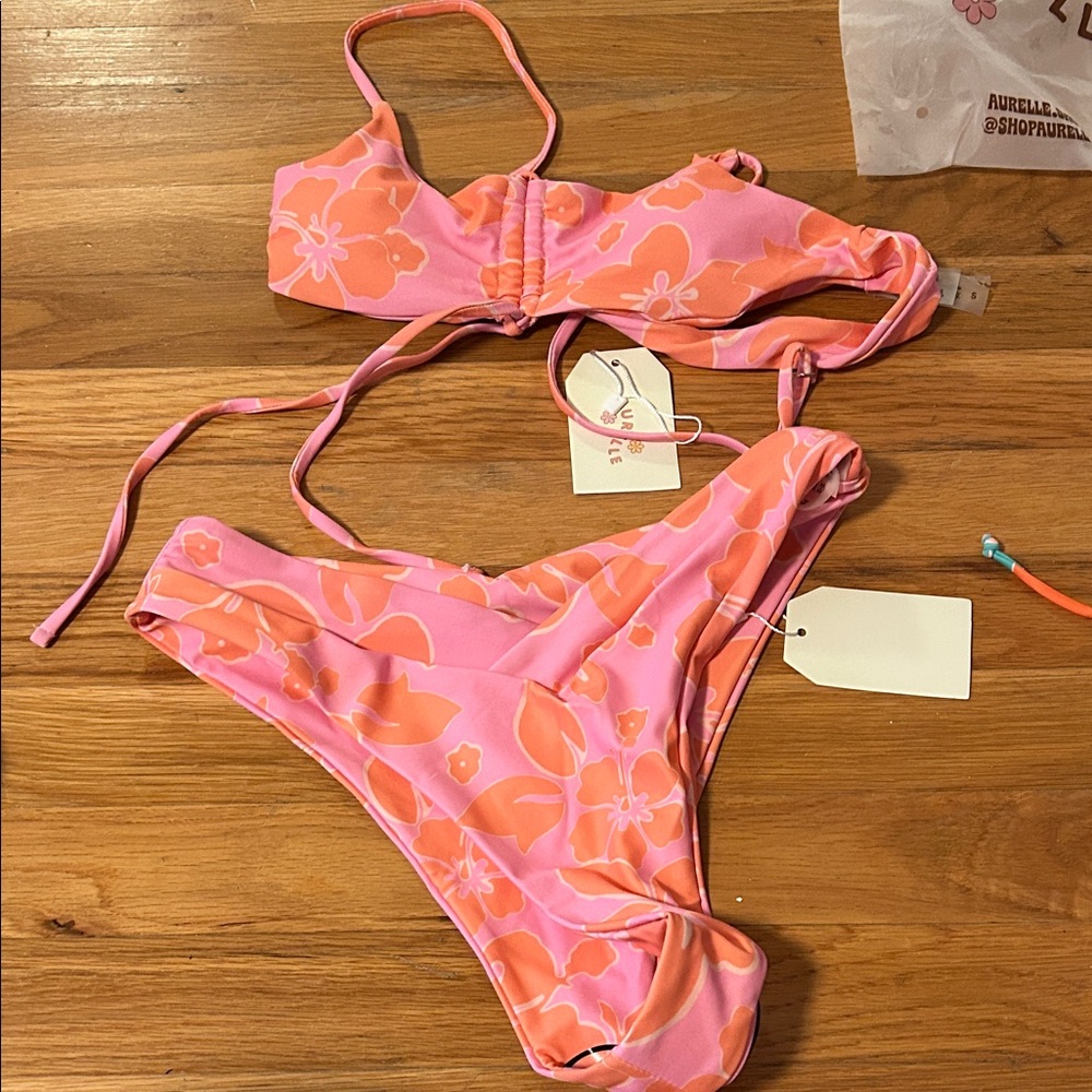 Women’s Pink & Orange Floral Bikini Set - Brand aurelle